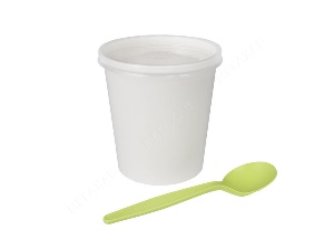 Контейнер для супа пластиковый белый с крышкой 445 мл